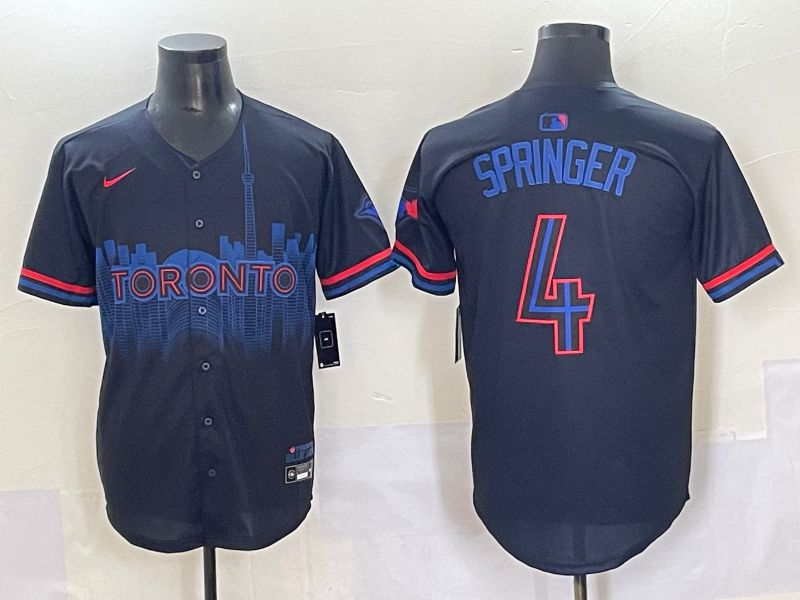 Men 2025 Toronto Blue Jays #4 Springer Black Joint Name Nike MLB Jersey style 11